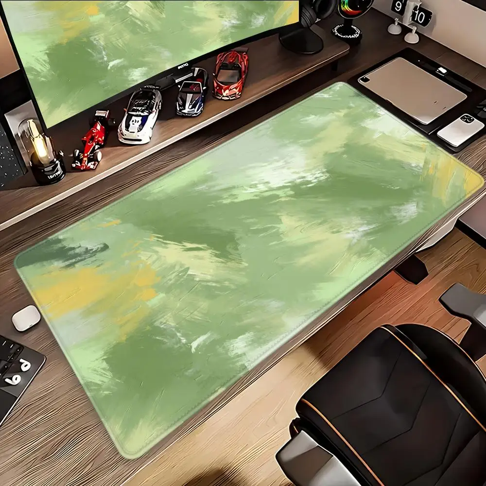 

Green-themed eye-protecting mouse pad, large oil painting-style gradient computer desk mat,keyboard slide graffiti,HYBXAXC