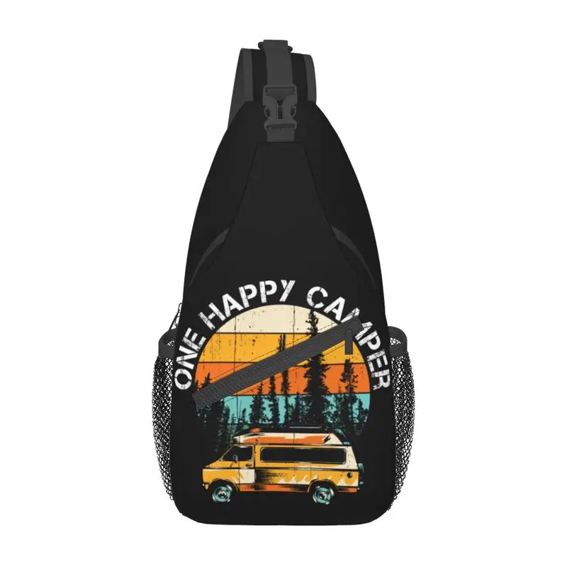 Sunset Happy Camper Sling Bags for Men Adventure Camping Travel Car Shoulder Crossbody Chest Backpack Cycling Camping Daypack