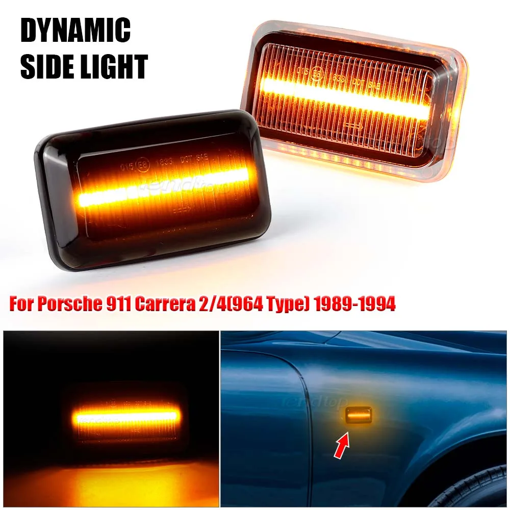 2Pcs LED Dynamic Side Marker Turn Signal Light Sequential Blinker Lamp For Audi A6 S6 100 C3 C4 200 80 90 B2/B3/B4 Cabriolet