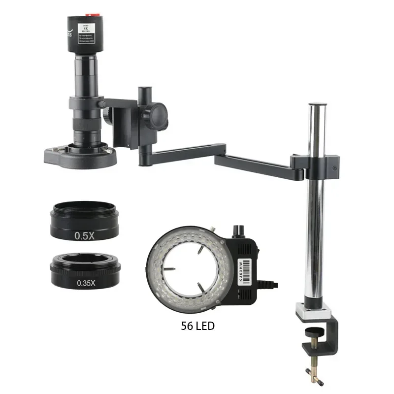 Articulating Arm Clamp Bracket 55MP 1080P 4K 2K Industry Video Microscope Camera 180X 120X Zoom Lens Phone Repair PCB Soldering