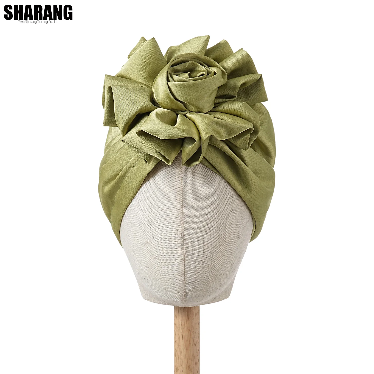 1 Stück Damen-Turban mit großer Blume, weicher Kopfwickel, Beanie-Mütze für Damen, Kopfbedeckung, Stirnband – Detail 10