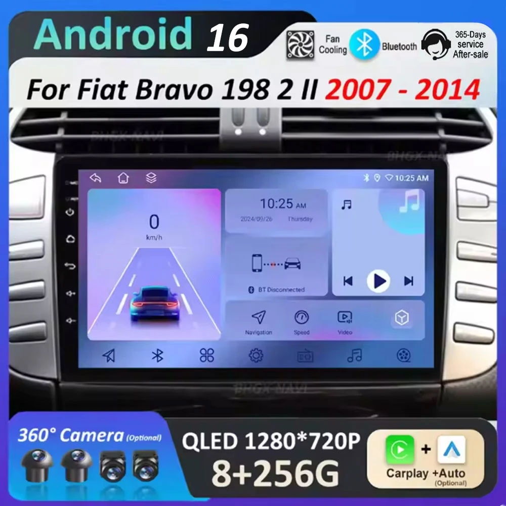 

Bluetooth GPS for Fiat Bravo 198 2 II 2007 2008 2009 2010 - 2014 Android 16 Car Video Multimedia Player Split Screen Accessories