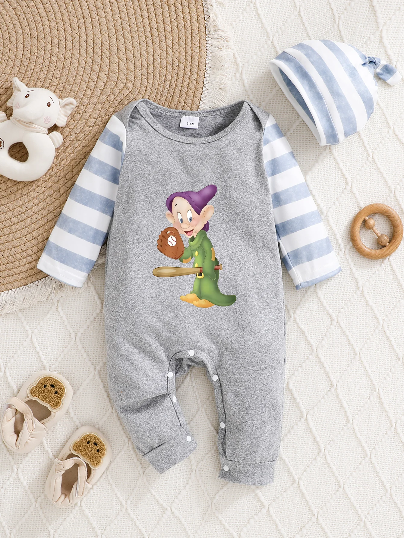 

【Официально авторизованный】 Бейсбольный детский комбинезон с капюшоном Disney Jiminy Cricket | Мягкая приятная для кожи ткань с крикетом Jiminy