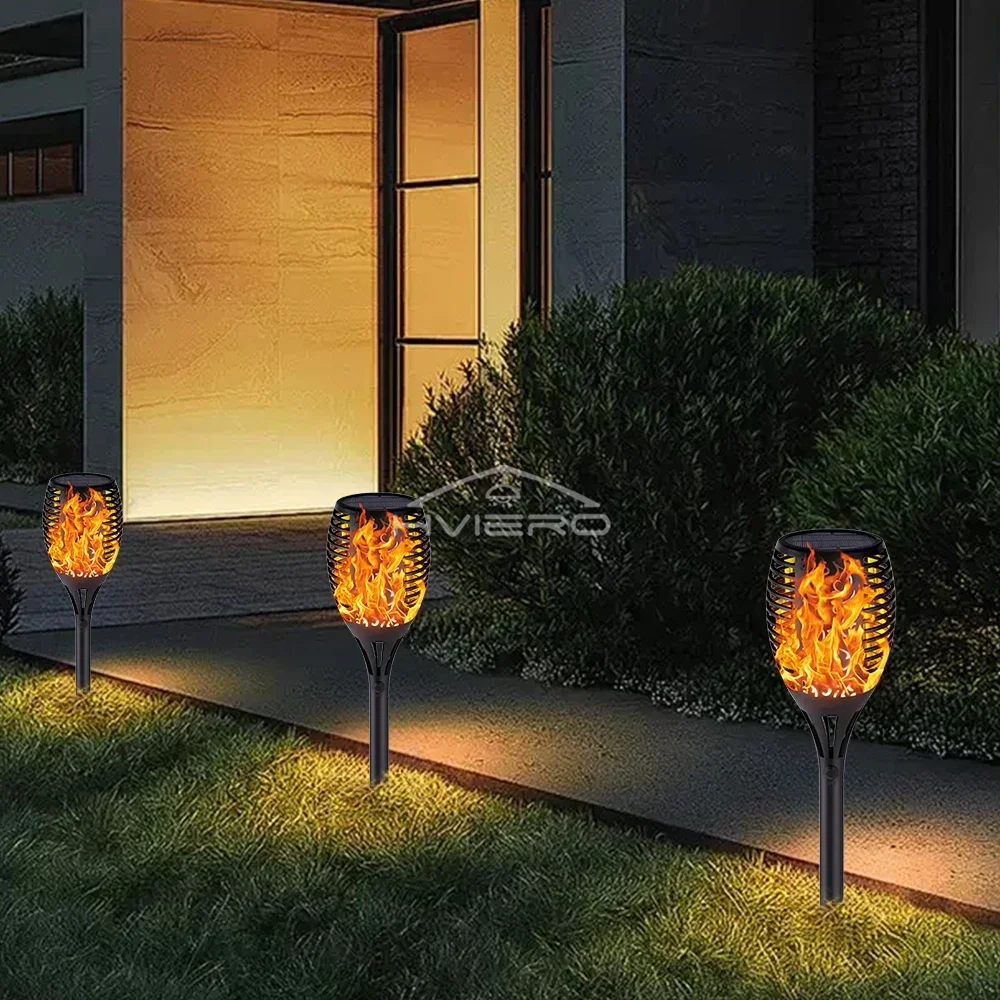 1/2/4/6/8/10/12X Luzes de tocha de chama solar 12LED cintilação à prova d'água decoração de jardim ao ar livre gramado caminho quintal pátio lâmpada de assoalho