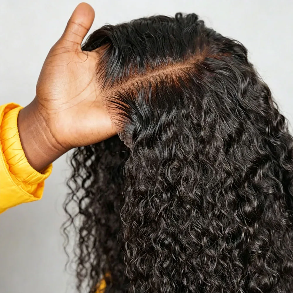 13x4 Deep Wave Human Wig Transparent Lace Front Wig Pre Plucked Brazilian Human Hair Wig 40 Inch 13x6 Lace Front Wigs Human Hair Pre Plucked With Baby Hair Natural Black