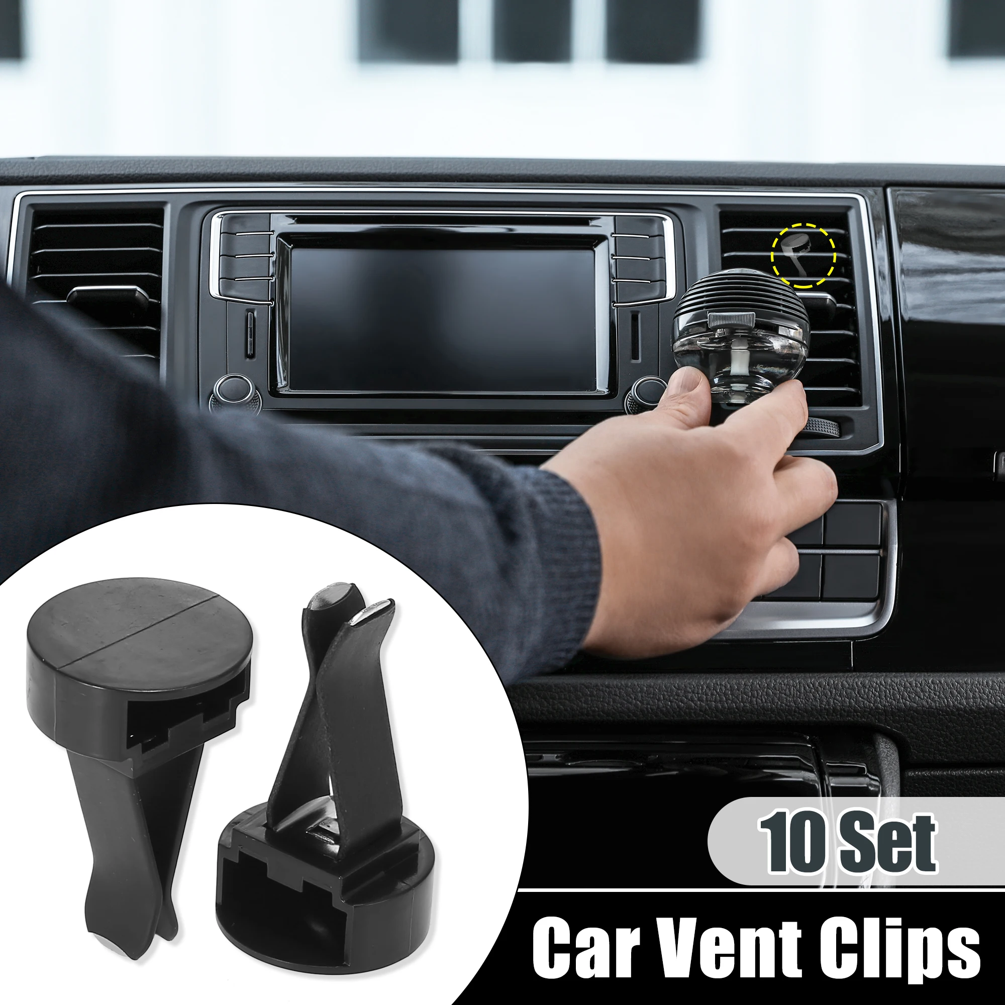 X Autohaux 10 20 Sets Square Head Car Air Vent Clip with Plastic Slot Head Vent Clip Air Conditioner Outlet Clips Black 40x24mm