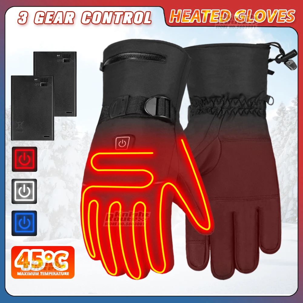 Men Heated Gloves USB Rechargeable,Winter Thermal Gloves With Heating ,Motorcycle Touchscreen Electric Heating Gloves,Ski Gloves