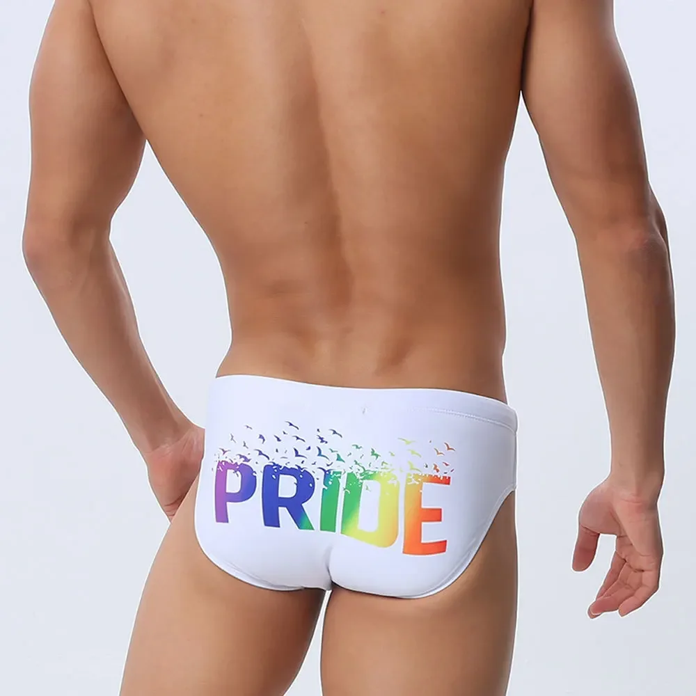 Men's briefs rainbow gradual change letter print logo pride series quick-drying briefs men