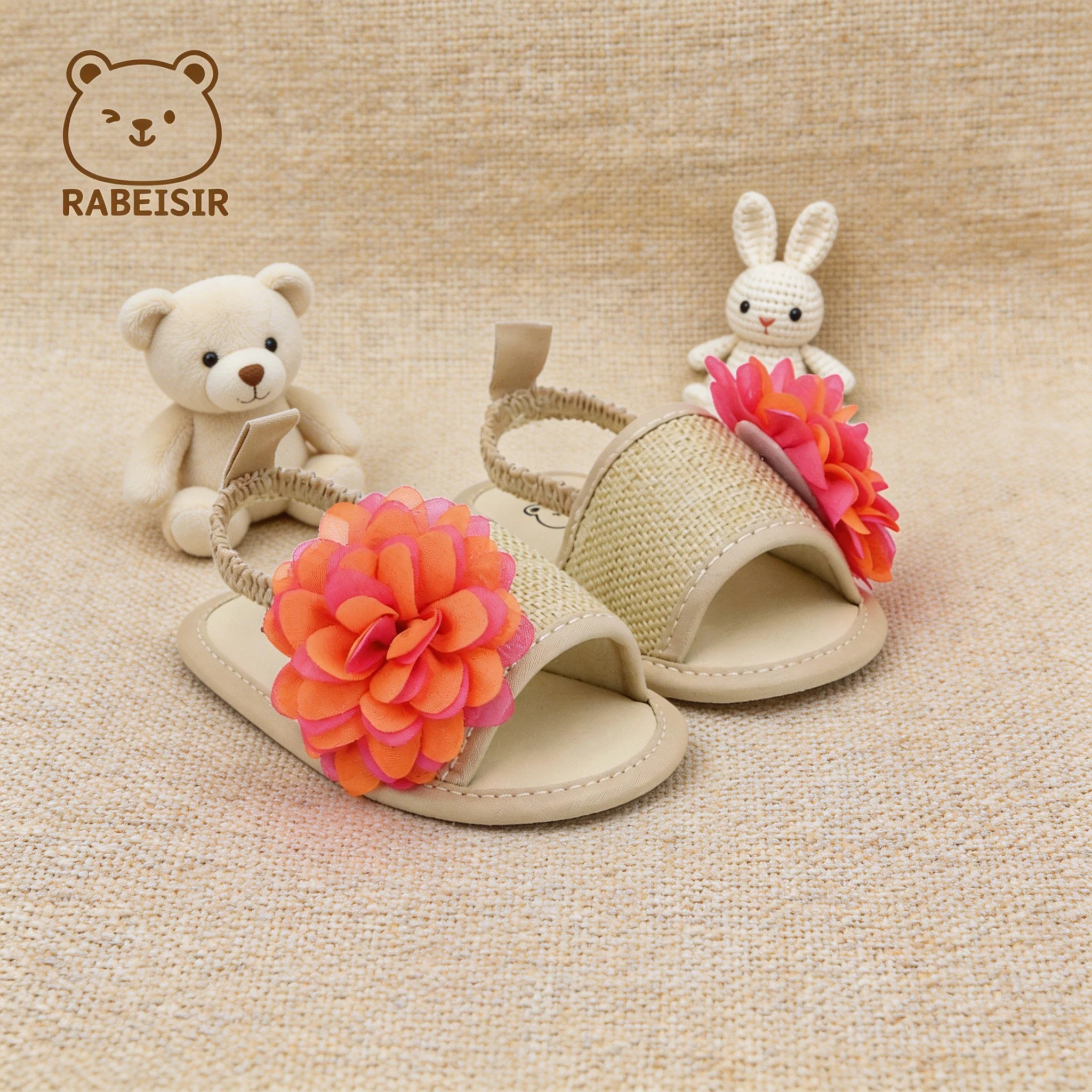 Baby Girl Sandals Princess Flower Woven Summer First Walkers Crib Shoes Prewalker 0-18M