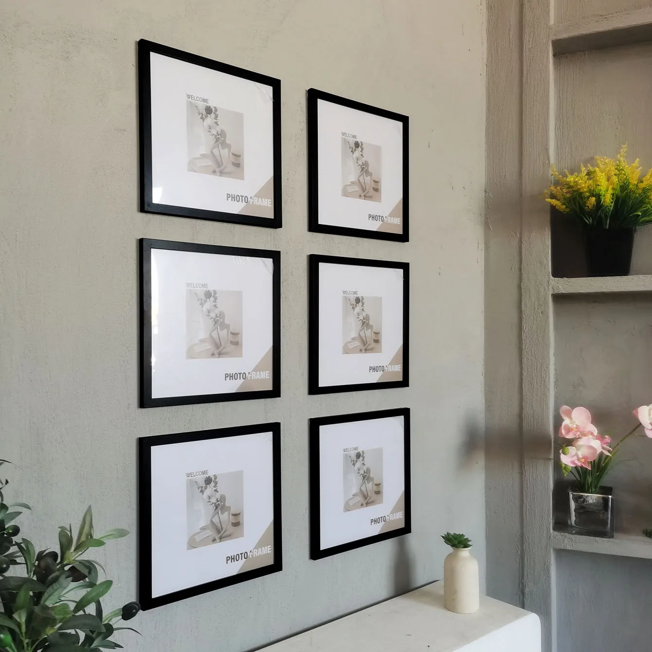 3Pcs Wood Square Photo Frames for Wall Hanging or Desktop