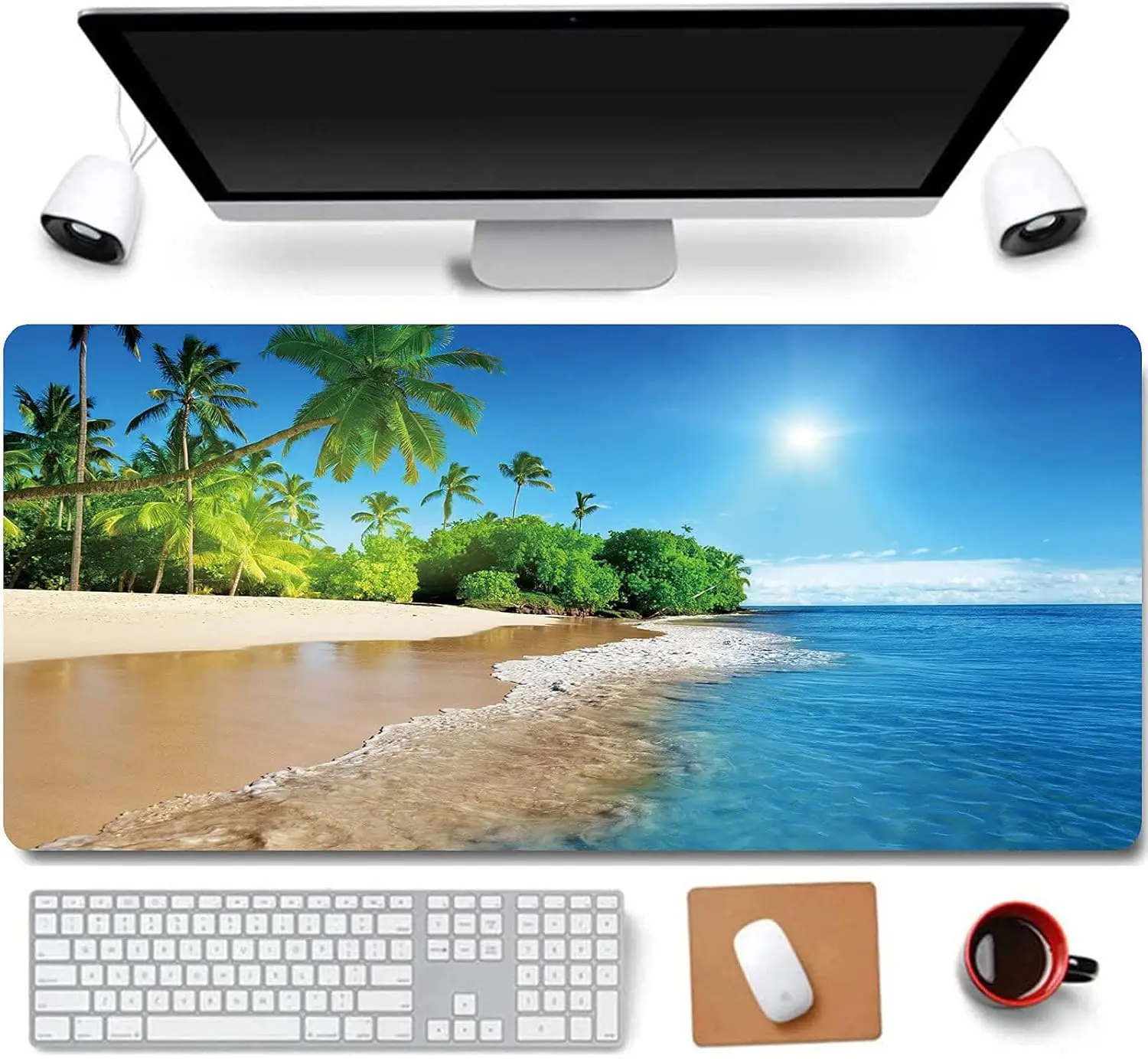 

Beach View XL Gaming Mouse Pad – Non-Slip, Stitched Edges for Laptop, Keyboard & Mouse