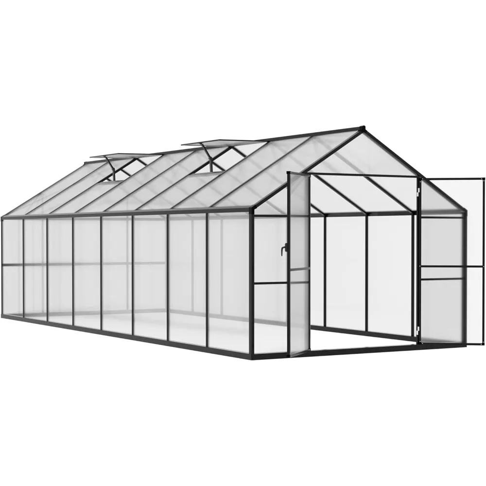 

8x16 FT Greenhouse, Polycarbonate Greenhouses for Outdoors, Walk-in Green House with 2 Vents, Aluminum Frame, Greenhouse