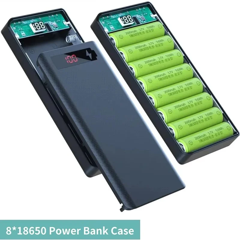 USB 18650 Battery Holder DIY 8*18650 Battery Power Bank Case Charge Storage Box 5V Battery Holder Box Fast Charge For Smartphone