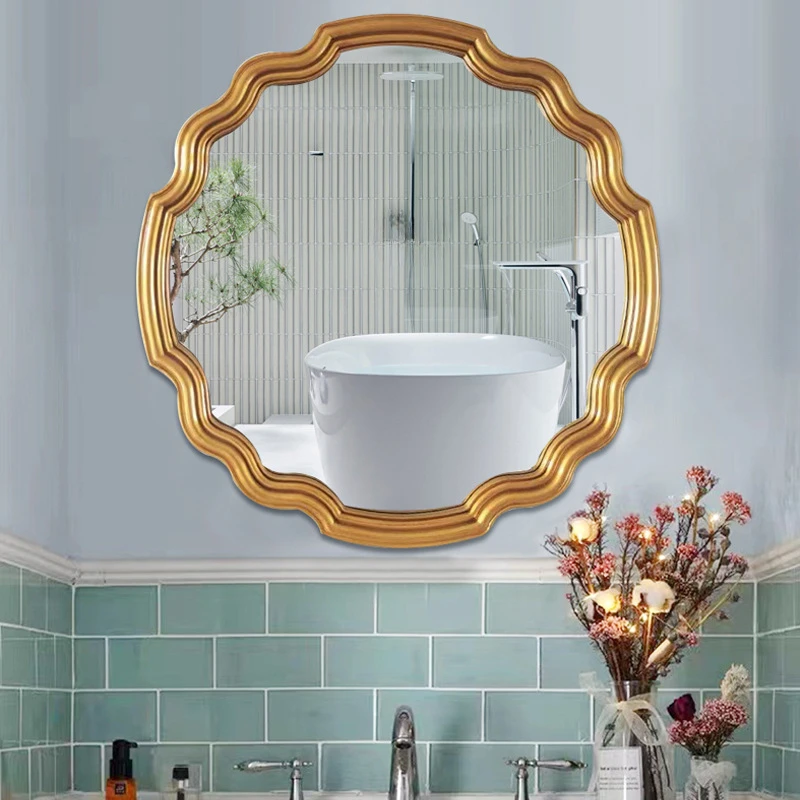 Vintage Irregular Wall Mirror Bathroom Girls Metal Aesthetic Nordic Wavy Mirror Vintage Glass Espejos Decorativos Home Decor