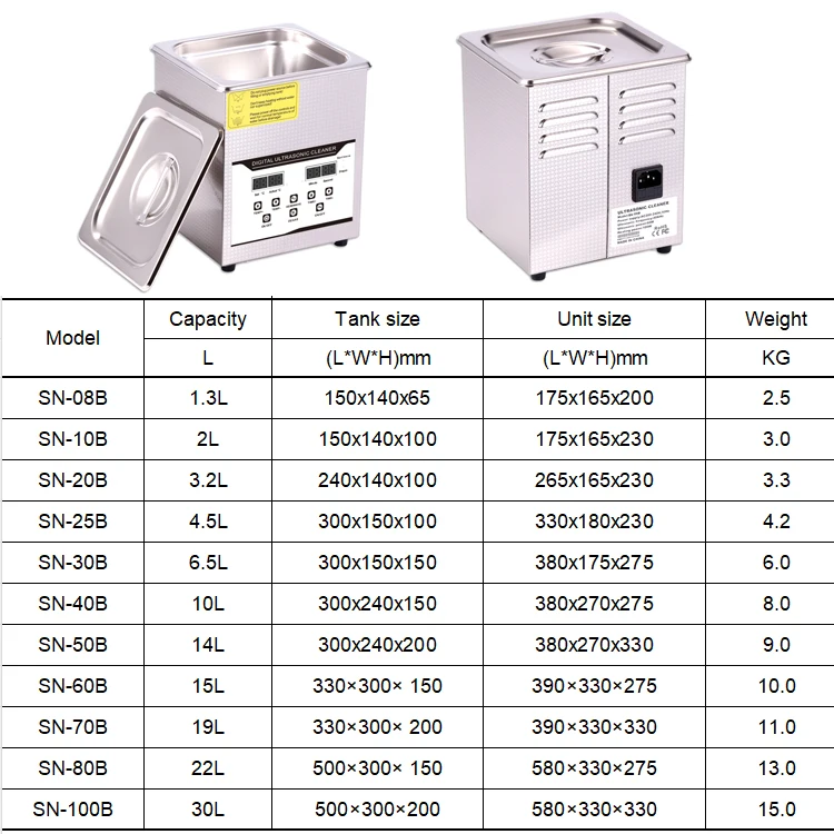 SN-08B 1.3L منظف بالموجات فوق الصوتية الكهربائية للمختبر أدوات طب الأسنان الطبية مجوهرات ونظارات حالة جديدة آلة التنظيف بالموجات فوق الصوتية