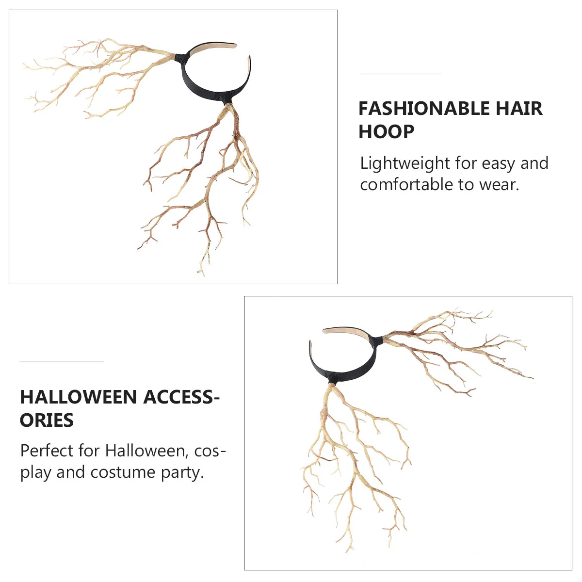 

1Pcs Witch Horn Hair Hoop Halloween Party Headband Unique Cosplay Hairwear Creative Lightweight Hair Accessory Dark Style