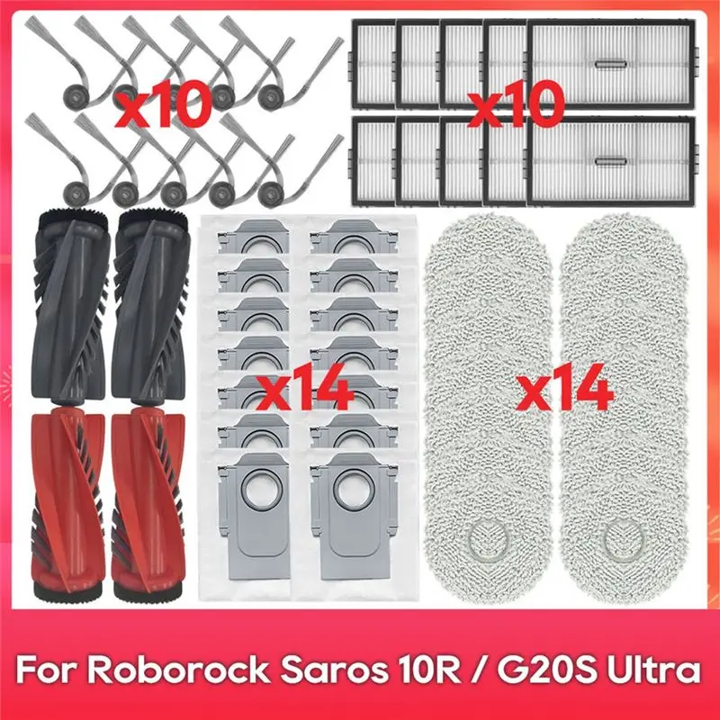 

ABBZ-Fit For Roborock Saros 10R, S9 Maxv Slim, G20S Ultra Accessories Part Main Side Brush Filter Mop Dust Bag Kit