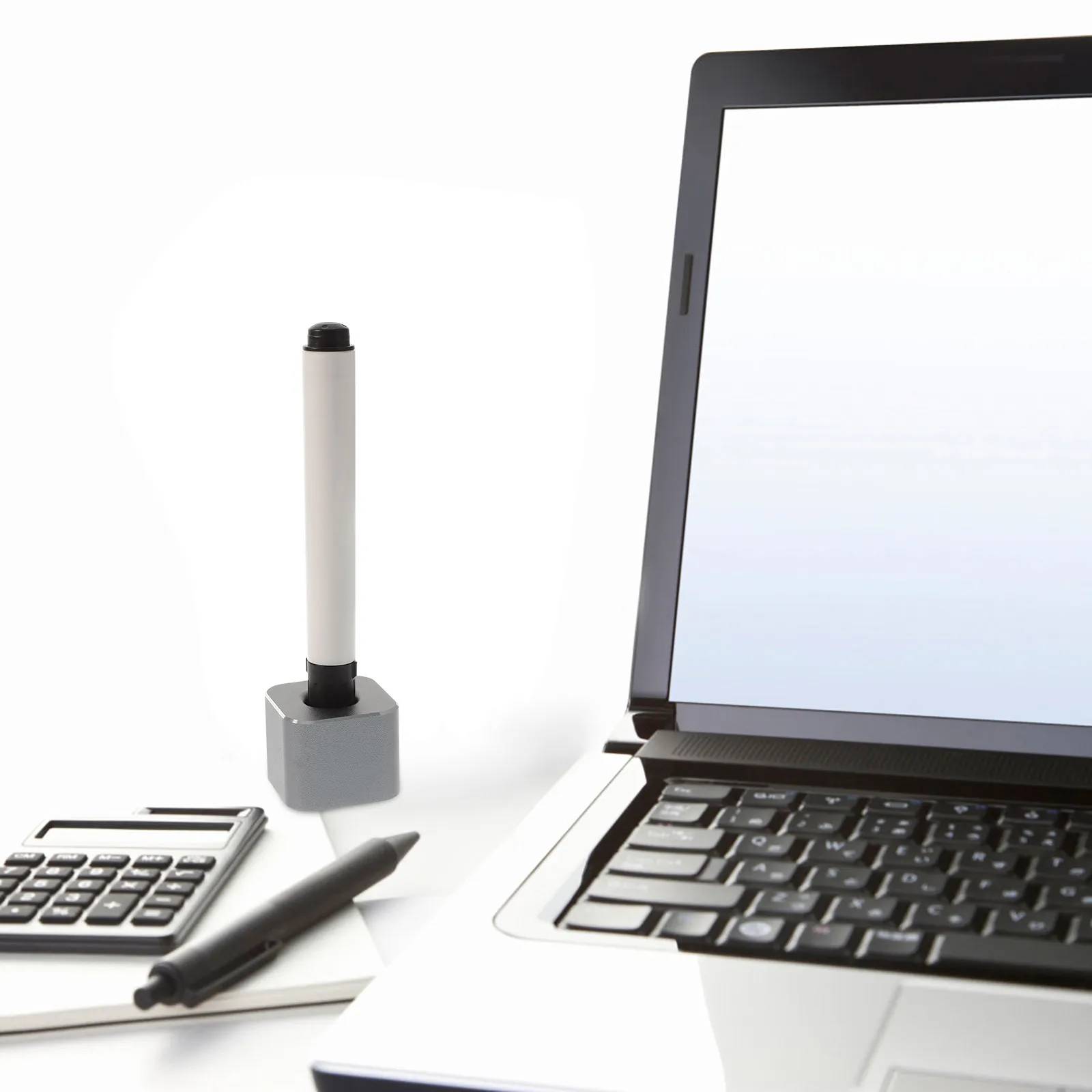 

Aluminium Alloy Pen Holder Single Desk Organizer with Non Slip Silicone Base Modern Minimalist Metal Pen Stand for Office Home