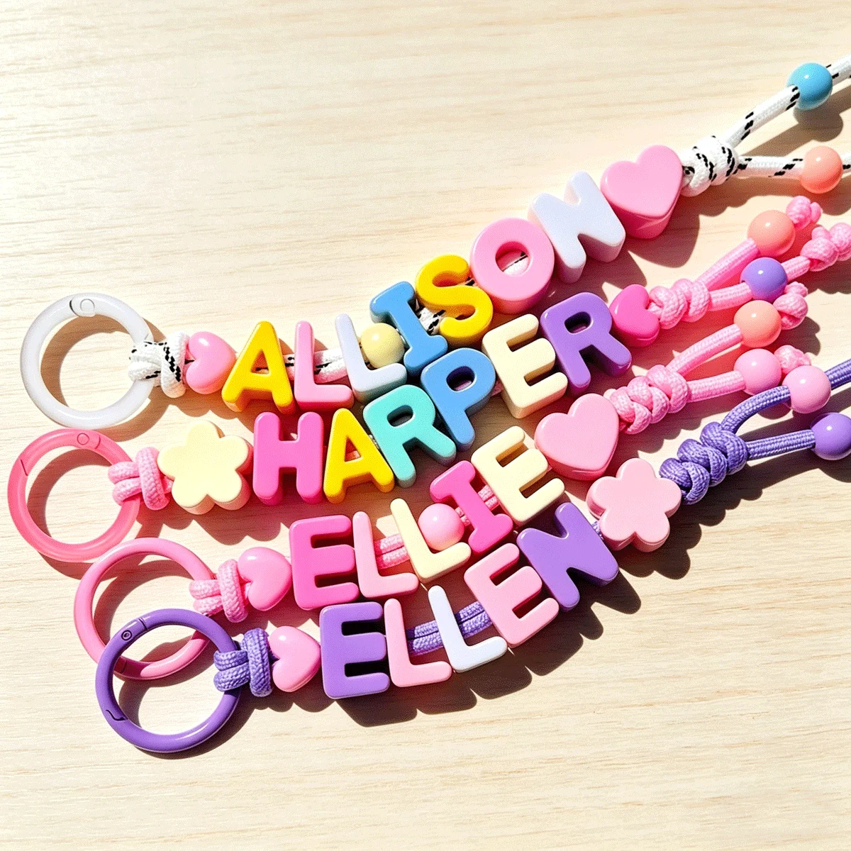 1pc Custom Braided & Beaded Bag Charm — Floral Letter Lanyard, Personalized Colorful Name Keychain, Holiday Gift
