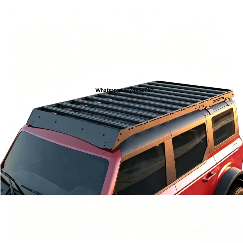 No Drilling Aluminum Roof Rack Platform Heavy Duty Low Profile Cargo Carrier for  Bronco 4x4 Off-Road SUV Overland Vehicle