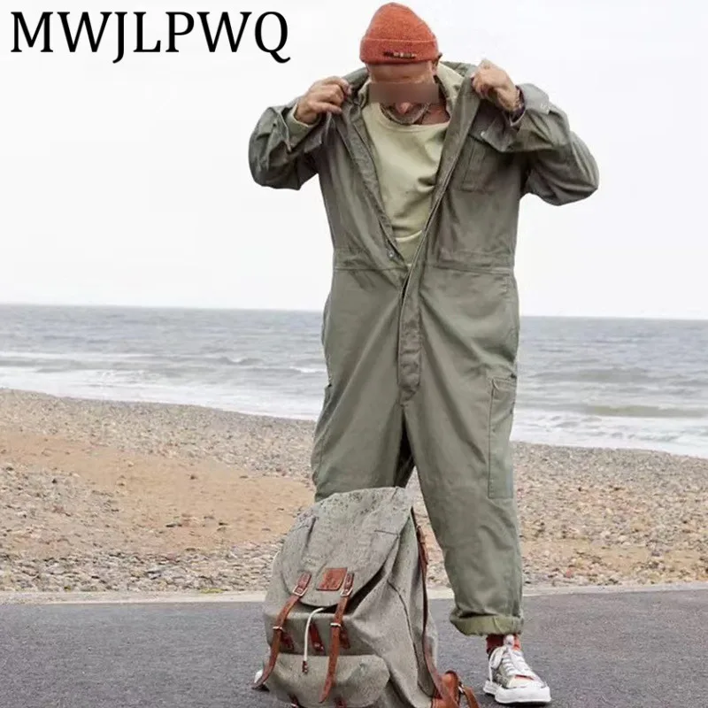 

MWJLPWQ Мужской комбинезон-карго в американском стиле с несколькими карманами, модный повседневный свободный рабочий комплект со сращенным дизайном, осень 2023, 12102