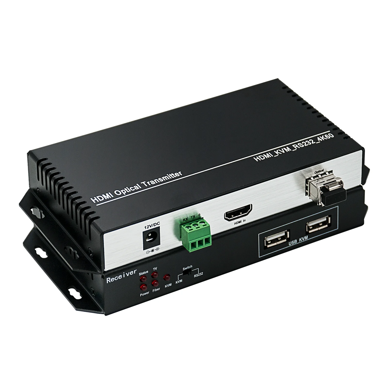 

4K60Hz HDMI KVM Extender Over Fiber Support LC 10KM RS232 EDID 4K Fiber KVM USB Extender