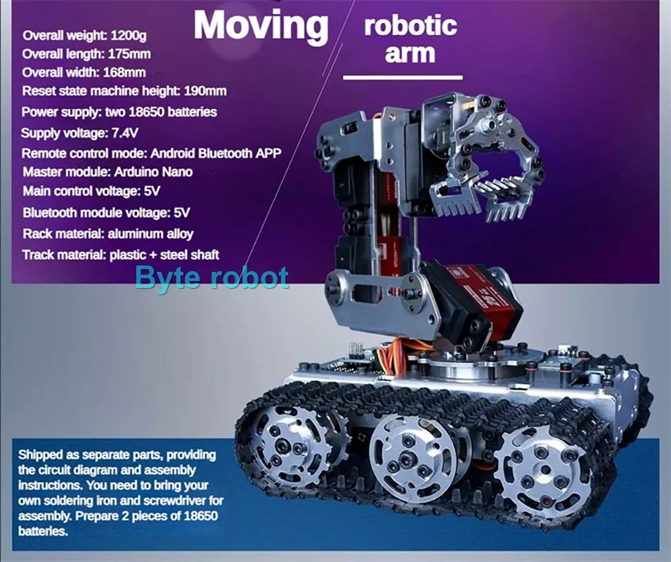 Per Arduino APP Braccio robotico mobile con telaio del serbatoio Robot fai da te per auto con 20KG/25KG Servomotore digitale Robot Kit fai da te STEM Toys