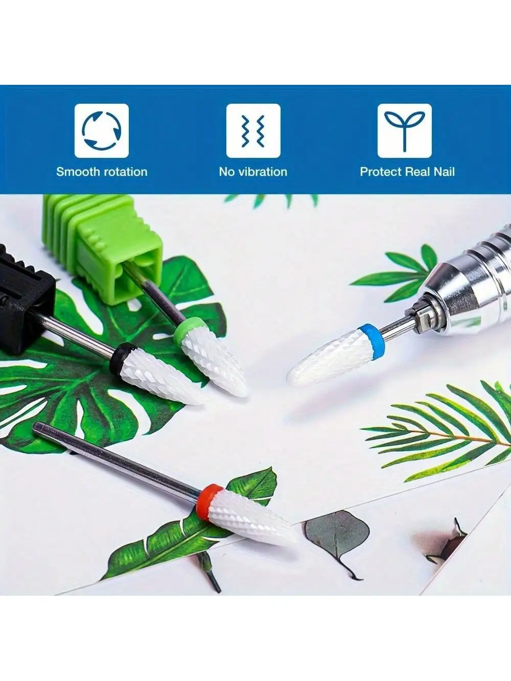 5個入り セラミック製 ネイルドリルビット バール ジェルポリッシュ除去ツール キューティクル 電動マニキュアファイルキット アクセサリー