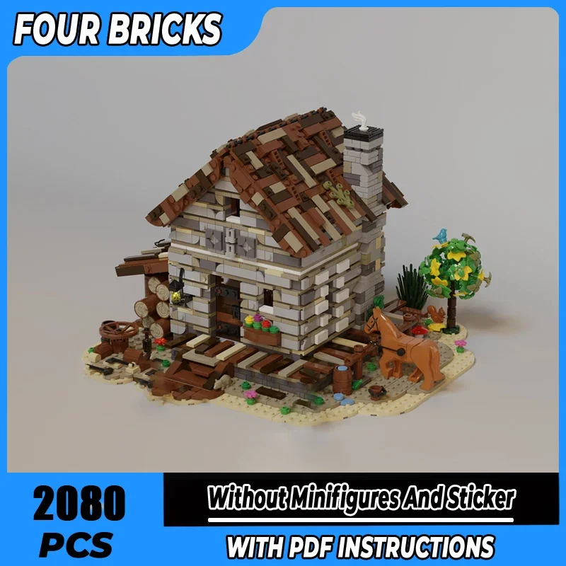 Moc ビルディングブロック オールドストーンハウス テクノロジー モジュラーレンガモデル ギフト クリスマスおもちゃ DIY セット 組み立て