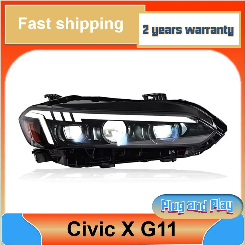

Car Styling for Honda Civic X Headlights 2022 Civic 11th Headlamp DRL Turn Signal Low High Beam Projector Lens