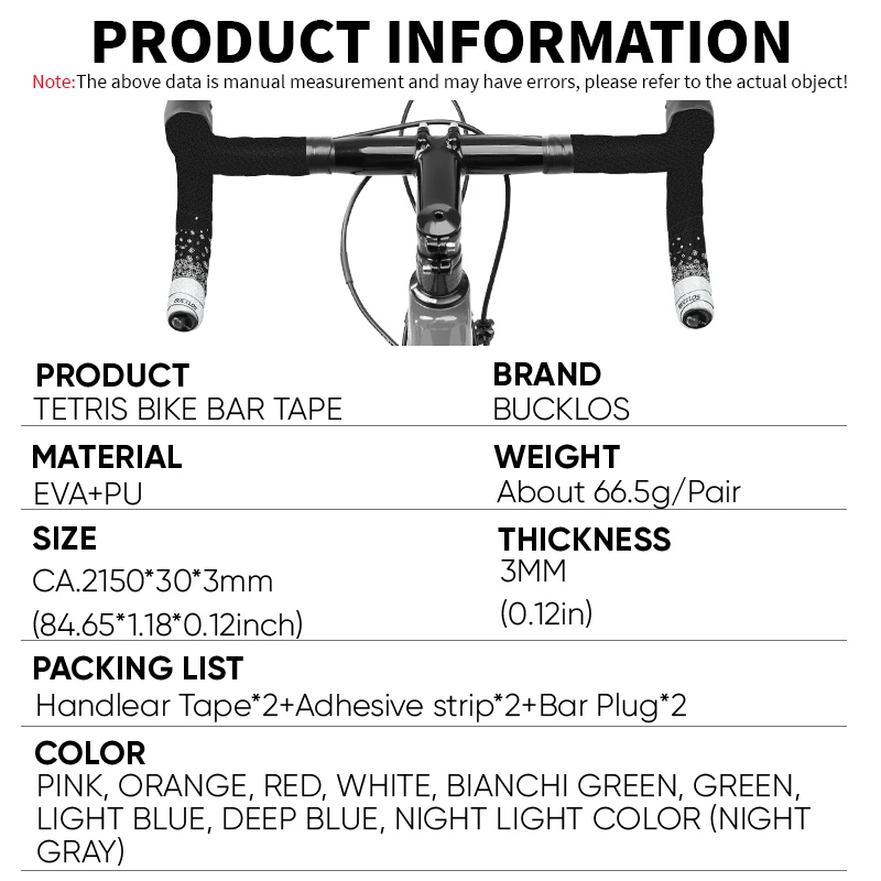 BUCKLOS 자전거 핸들 바 테이프, 편안한 미끄럼 방지, 바테이프 스트랩, 충격 흡수, 로드 레이싱 사이클링 그립 테이프