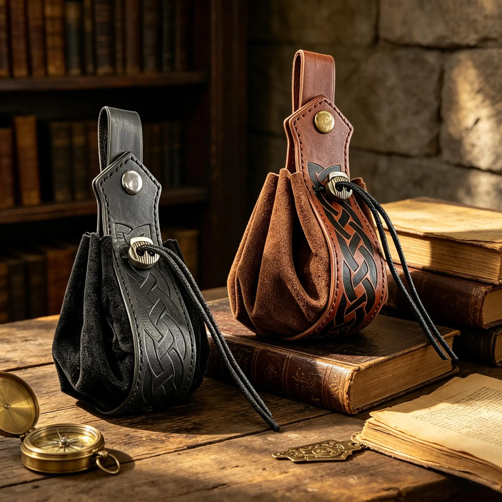 Bolsas de Couro Medievais, Bolsas de Cintura Viking, Bolsas de Couro com Cordão, Cintos Vintage, Bolsas Renaiscentistas, Pochetes Renaiscentistas