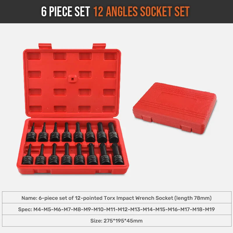 Hi-Spec 16 buah 1/2 inci Set soket mata obeng heksagonal, Set soket Adaptor konverter peredam untuk reparasi
