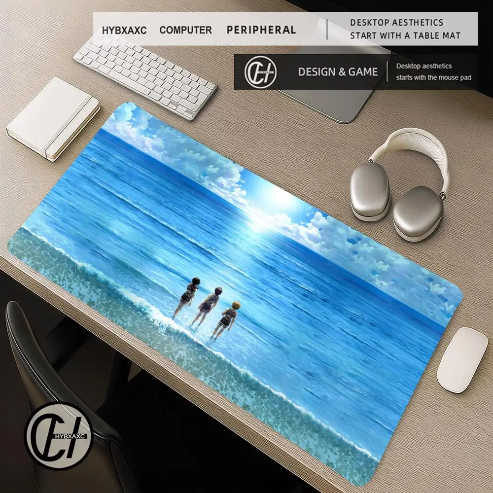 Attack On Titan Mouse Pad Gaming Accessories Keyboard Large Rubber Desk Mat Anime Pc Gamer Non-slip Office Accessories Mousepad