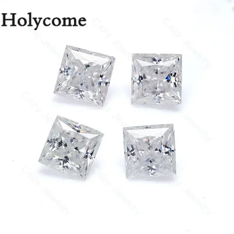 

Holycome Moissanite Princess Shape White Color VVS1 Multiple Sizes Loose Synthetic Gems for Jewelry Making with GRA Certificate