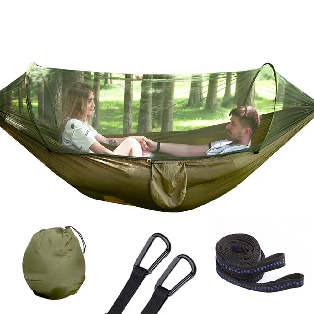 Automatic Quick-opening Mosquito Net Hammock Outdoor Camping Pole Hammock swing Anti-rollover Rocking Chair 250x120cm 290x140cm