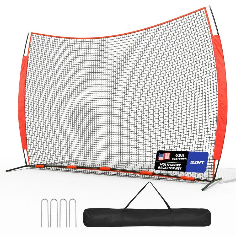 

Backstop Net, 12x9ft 16x10ft 20x10ft Ball Sports Barrier Netting, Protection Screen for Baseball Softball Lacrosse Basketball So
