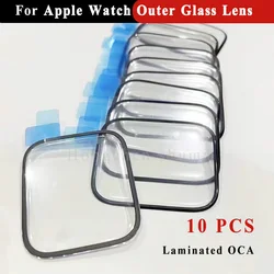 10pcs/lot Outer Glass Screen For Apple Watch Series 1 4 5 6 SE 44 40MM 7 8 9 41 45mm External Glasses Lens Panel OCA Replacement