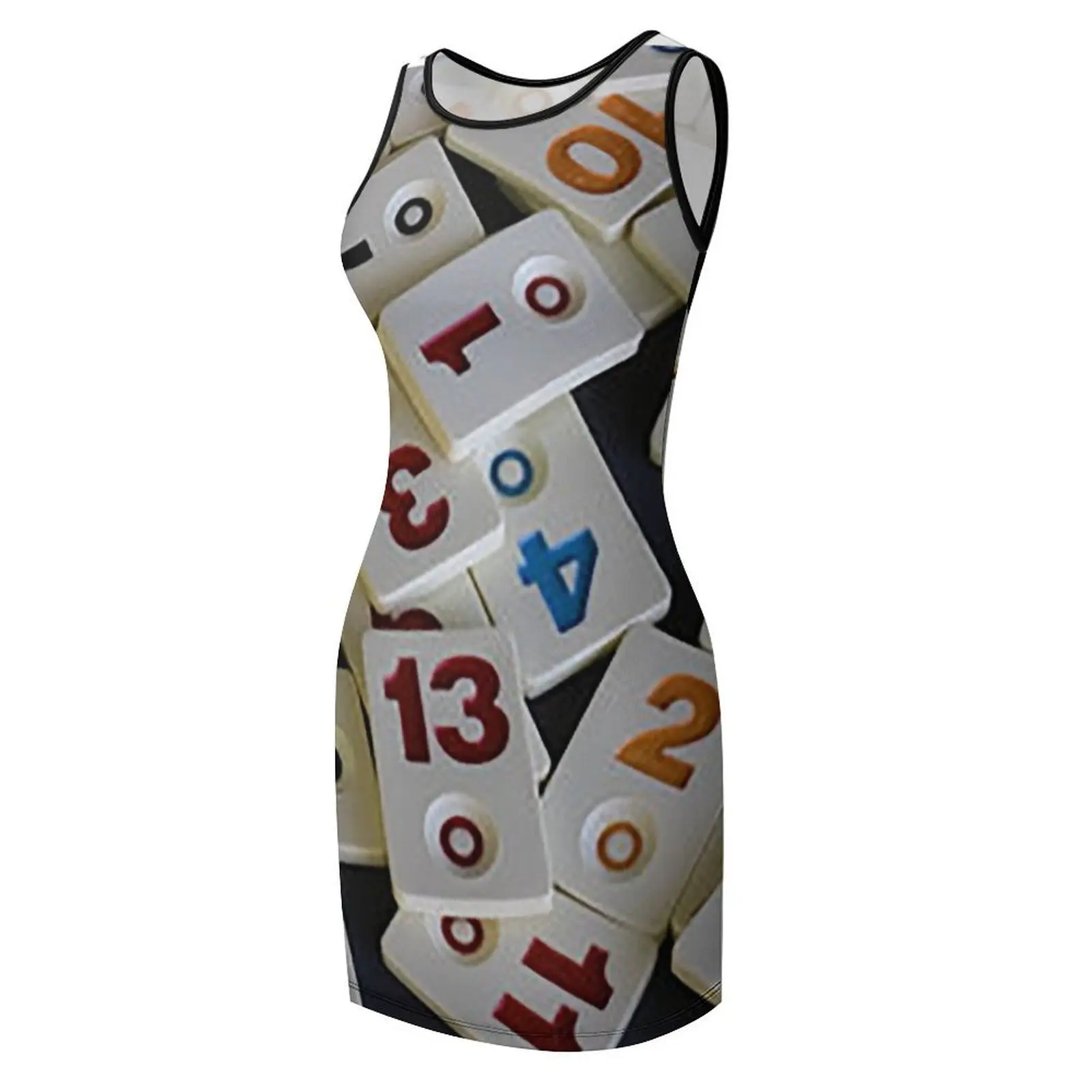 Rummikub pedras padrão colorido sem mangas vestido de verão mulher vestidos senhoras vestidos para mulher 2025 roupas femininas