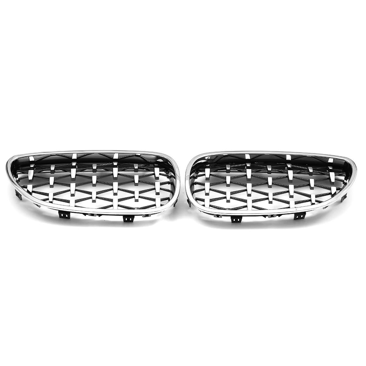 All Silve Front Bumper Kidney Grille Grill Hood Mesh For BMW 5 Series E60 M5 E61 520i 545i 550i 535i 2003-2010 Diamond Grill