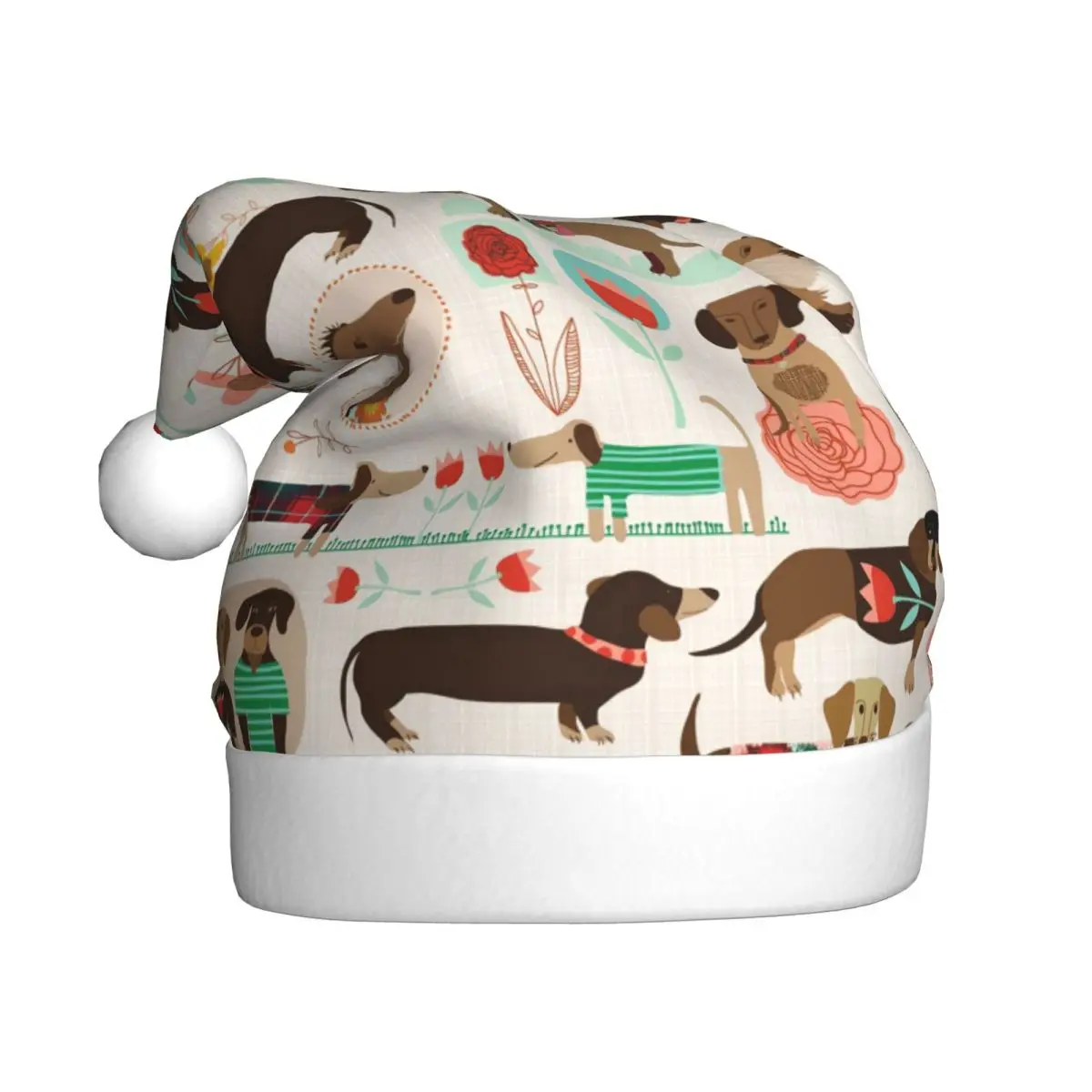 Cute Dog Christmas Hat for Adult Men Women Animal Cartoon Santa Hat Cap Xmas Decoration Headdress