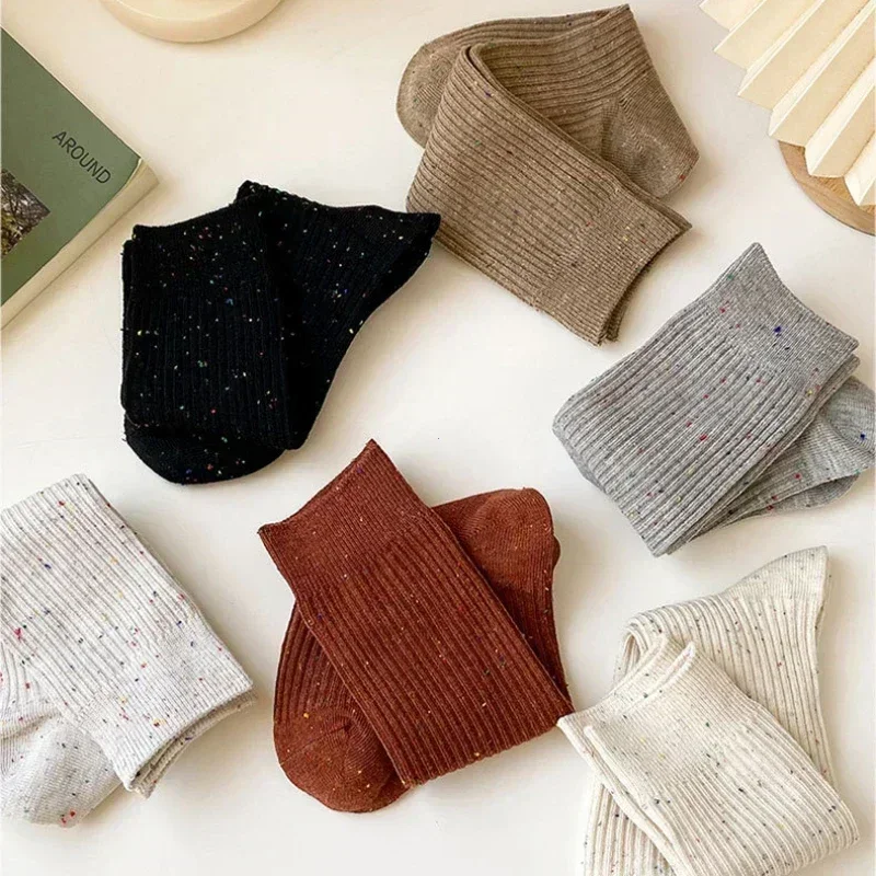 Women's Long Socks High Quality Autumn Winter Warm Thick Middle Tube Candy Color Korean Style Trend Elegant Pile Socks for Women