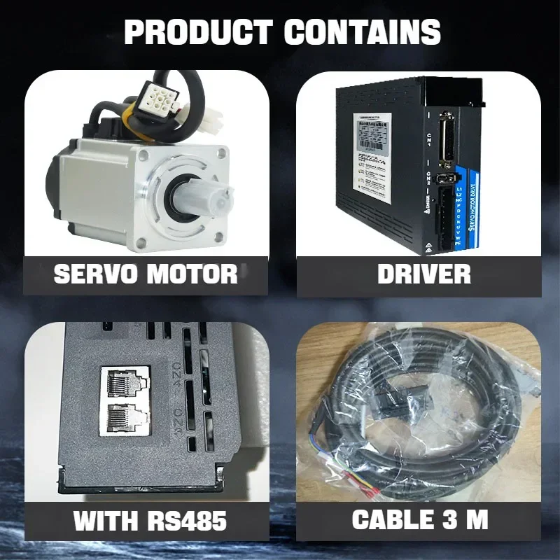 17bit Incremental Encoder AC220V 750W Servo Motor 2.4NM 3000rpm or 1KW AC Servo Motor 3.2Nm 3000rpm with Driver AC220V CNC