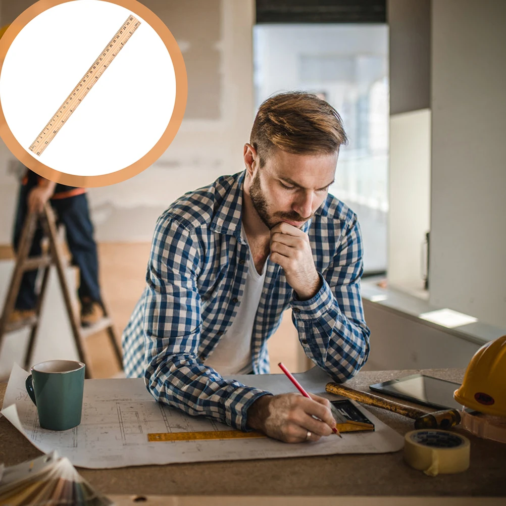 36 قطعة 12 بوصة 30 سنتيمتر خشبية مسطرة مستقيمة الخشب الطبيعي المزدوج مقياس متري الهندسة أداة قياس للمدرسة