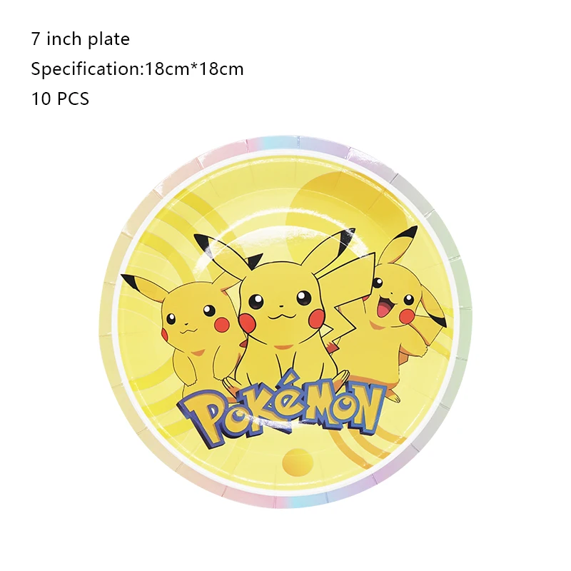 Pokemon Verjaardagsfeestje Decoratie Nieuwe Ligntning Pikachu Ballon Kid Event Supplies Wegwerp Servies Banner Achtergrond Plaat