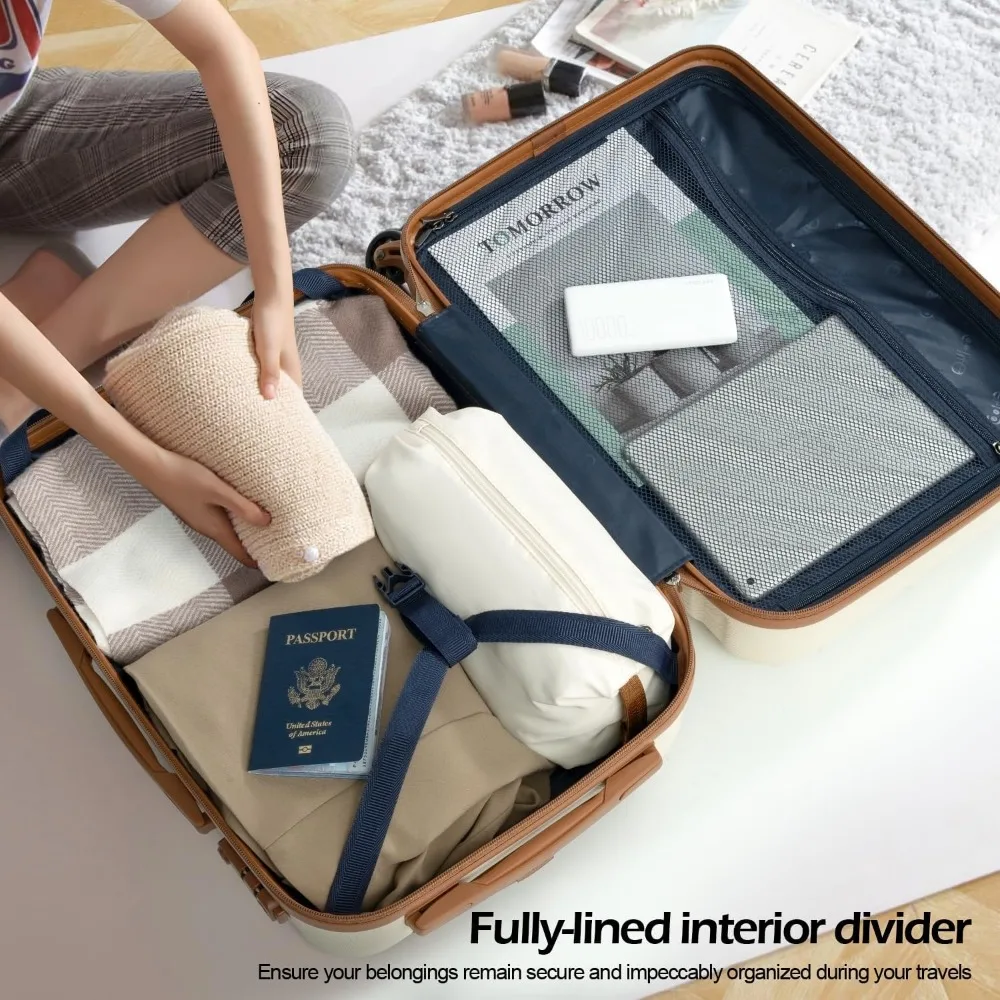 Juego de equipaje rígido Spinner de 3 piezas con cerradura TSA para viajes de mano en negro