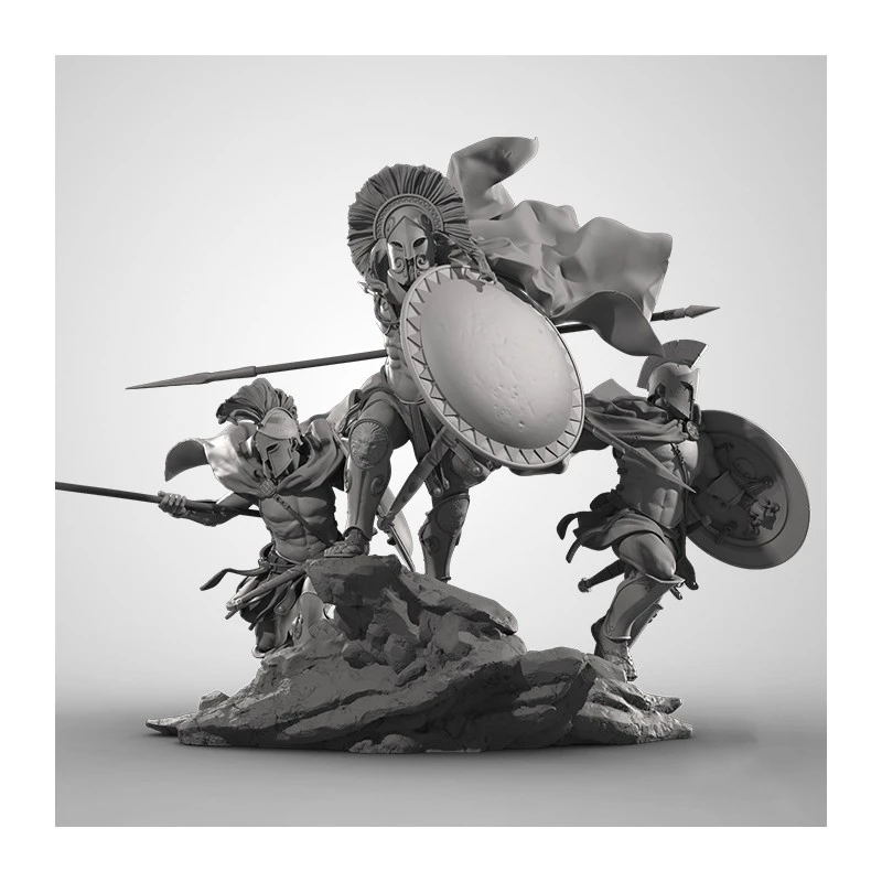 Spartan Warrior, Maßstab 1:24, Vollharz-Figur, Modellbausatz, zum Zusammenbauen von Miniaturen, unmontiert, unbemalt, zum Sammeln von Hobbyspielzeug, Geschenken