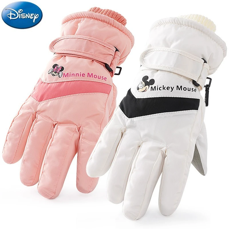 Miniso ディズニー子供用スキーグローブ冬プラスフリース防寒ガールズボーイズグローブミディアムビッグ子供 5 本指屋外