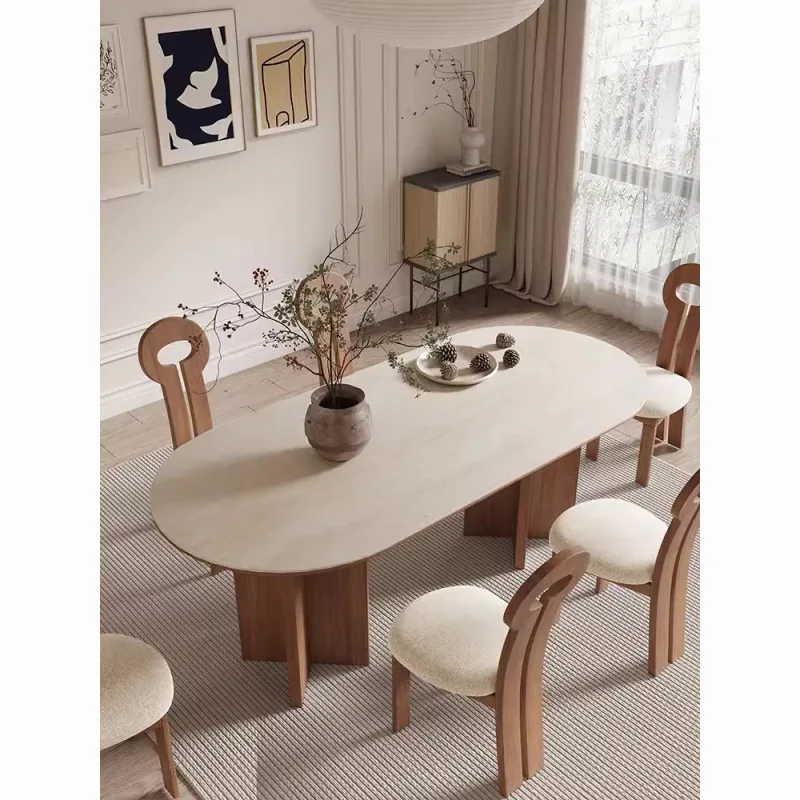 

slab dining table and chair combination medium and ancient style family rectangular dining table designer travertine ash wood