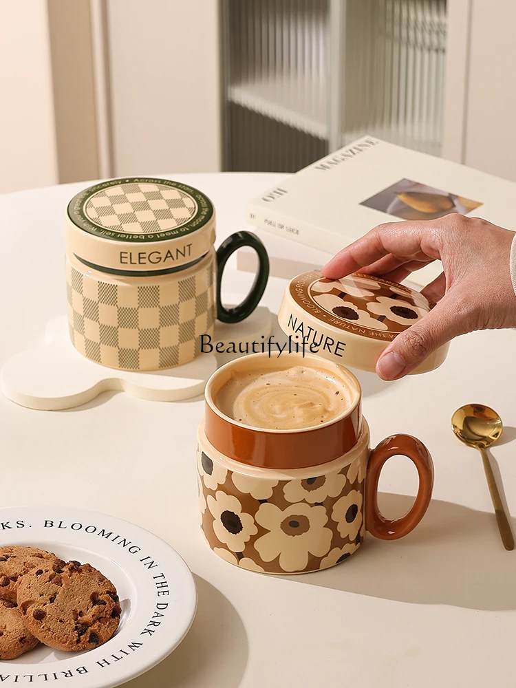 Mug Coffee Cup with Lid Gift Box High-Grade Niche Ceramic Water Cup